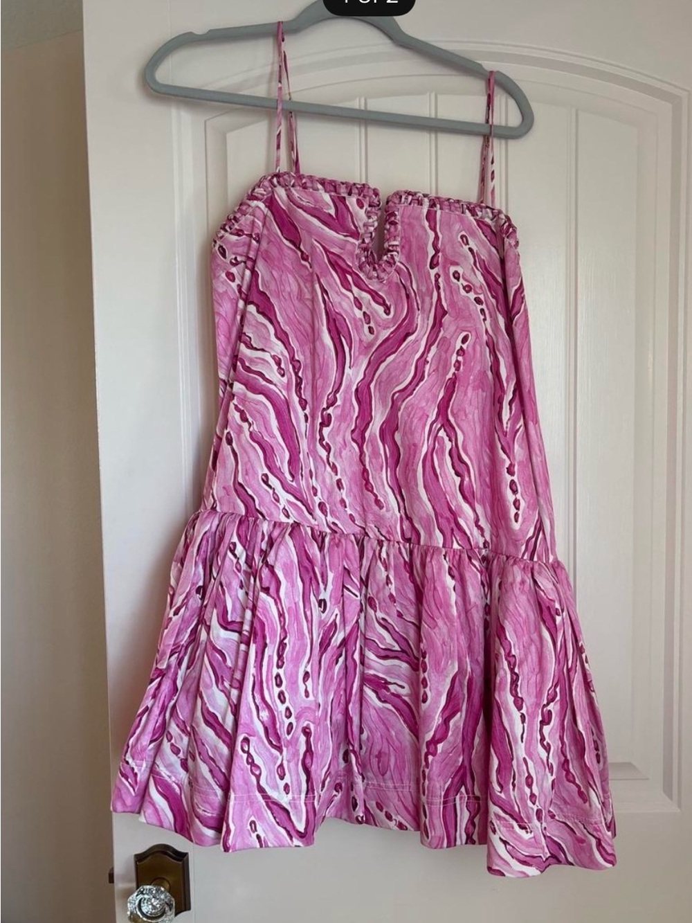 Aje Pink Marble-Print Spaghetti-Strap Dress